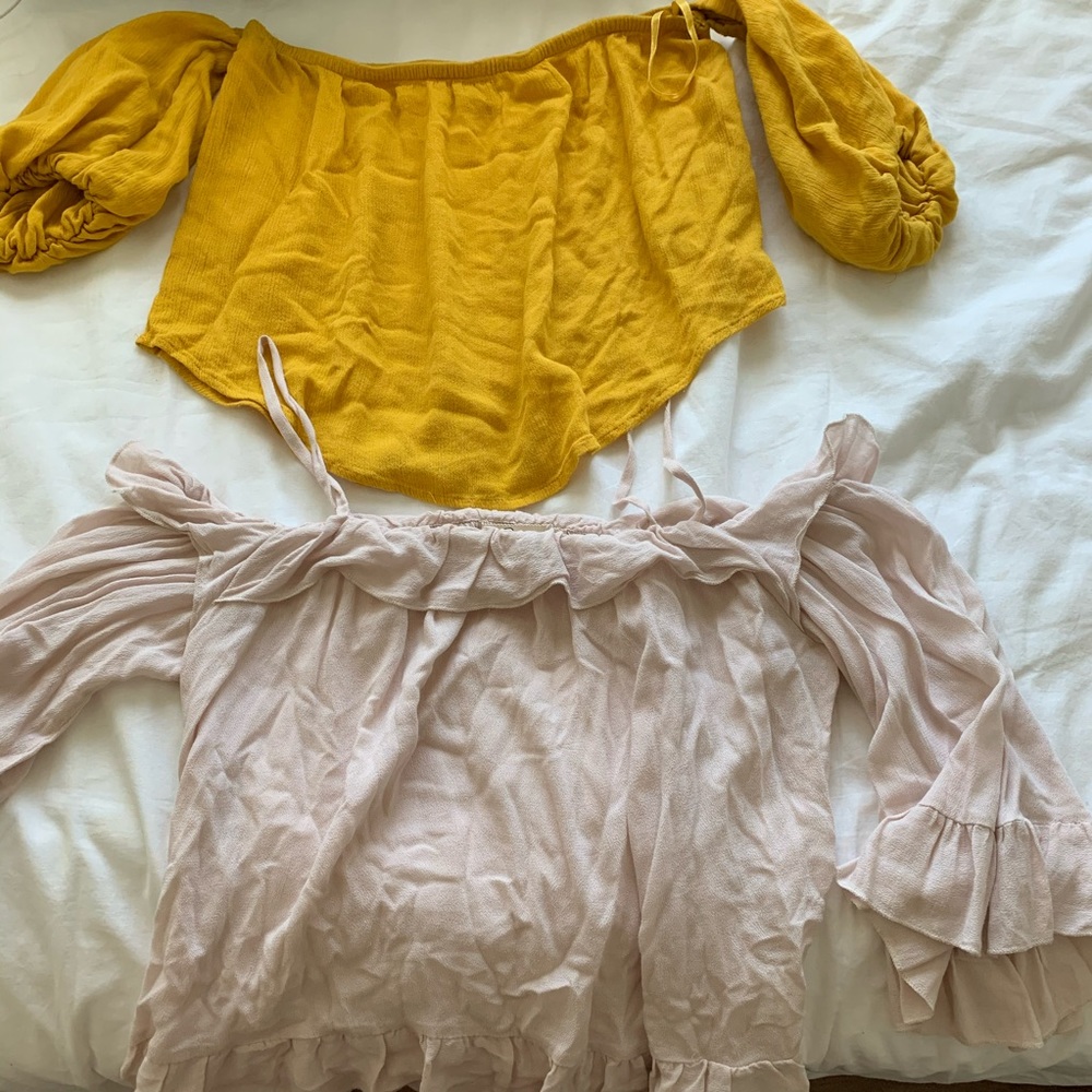 Two off the shoulder shirts